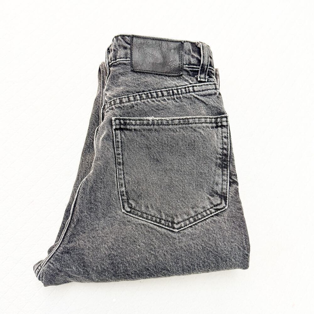 Zara The 90's Mom Fit Zip Fly Acid Wash Black Gray Denim Jeans SIze 0